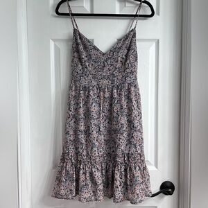 Hollister floral pink and blue chiffon type dress size medium